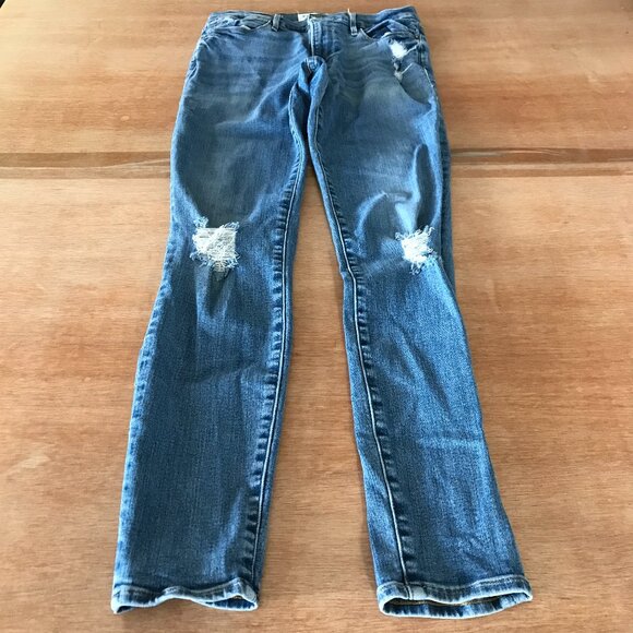 Frame Le High Skinny Jeans Women 27 Blue Mid Rise Distressed Medium Wash 17831 - Picture 1 of 14